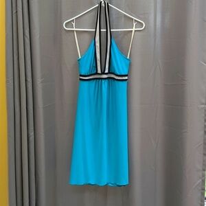 Aqua colored halter top women's stretchy dress